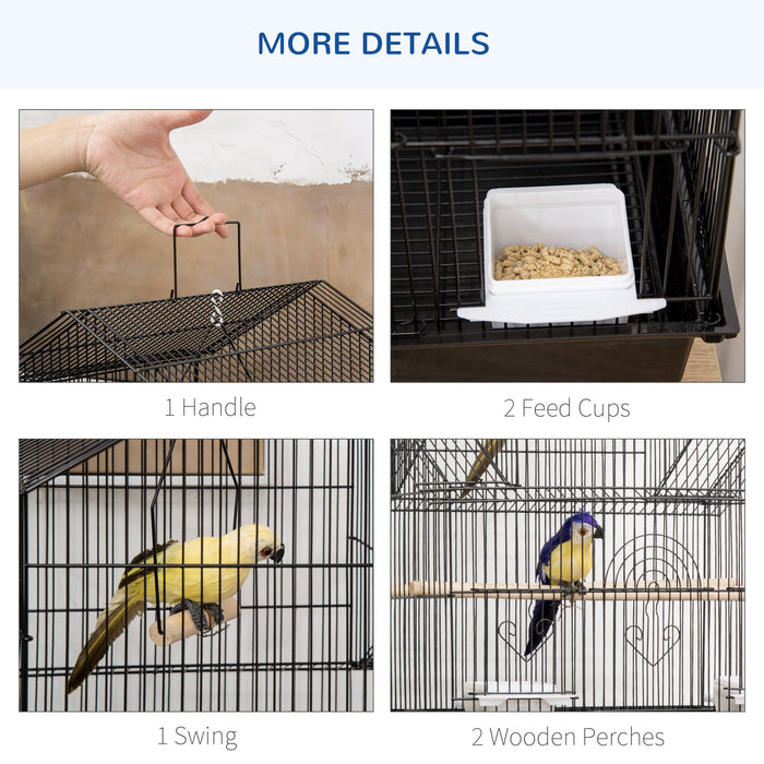 Sturdy Metal Bird Cage for Small Birds - Includes Plastic Swing, Perch, Food Tray - Ideal for Finch, Canary, and Budgie Comfort and Care