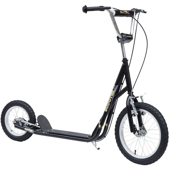 Teen Scooter with Rubber Wheels - Adjustable Handlebar, Front & Rear Dual Brakes, and Kickstand - Ideal for Kids 5+ Years, Black