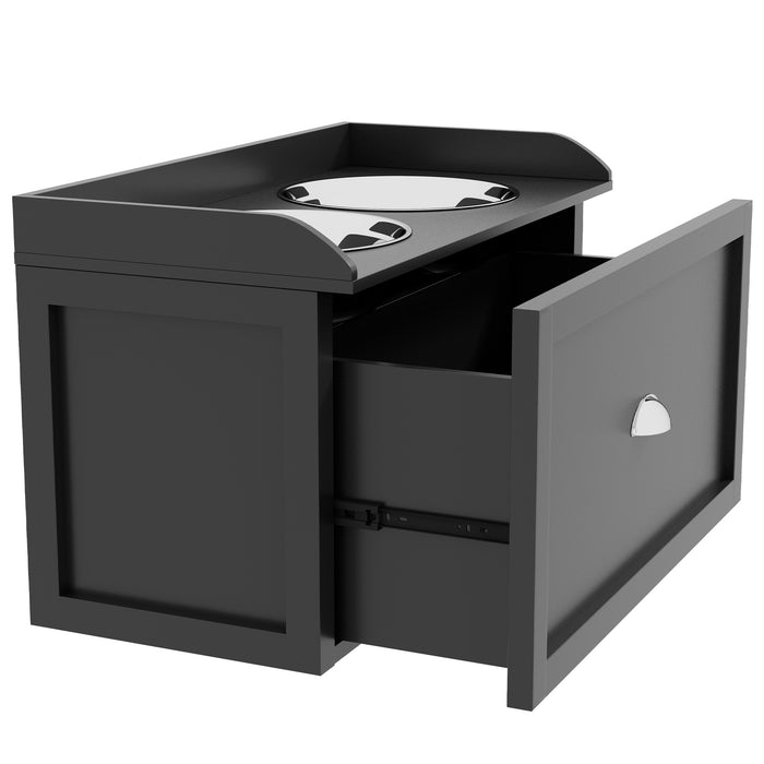 Elevated Stainless Steel Pet Bowls with Storage - 21L Drawer for Food and Supplies - Ideal for Large Dogs and Cats
