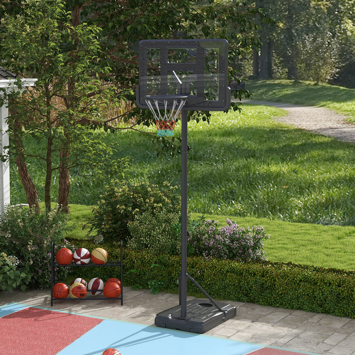 Adjustable Basketball Hoop Stand with Net - Portable, Height-Adjustable 200-305cm, with Wheels, Black - Ideal for Outdoor & Indoor Play for All Ages