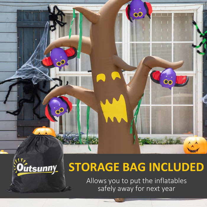 8ft Inflatable Halloween Ghost Tree with Bats - LED-Lit Blow-Up Outdoor Decor with Upside-Down Bats - Perfect for Spooky Yard Displays and Nighttime Ambiance