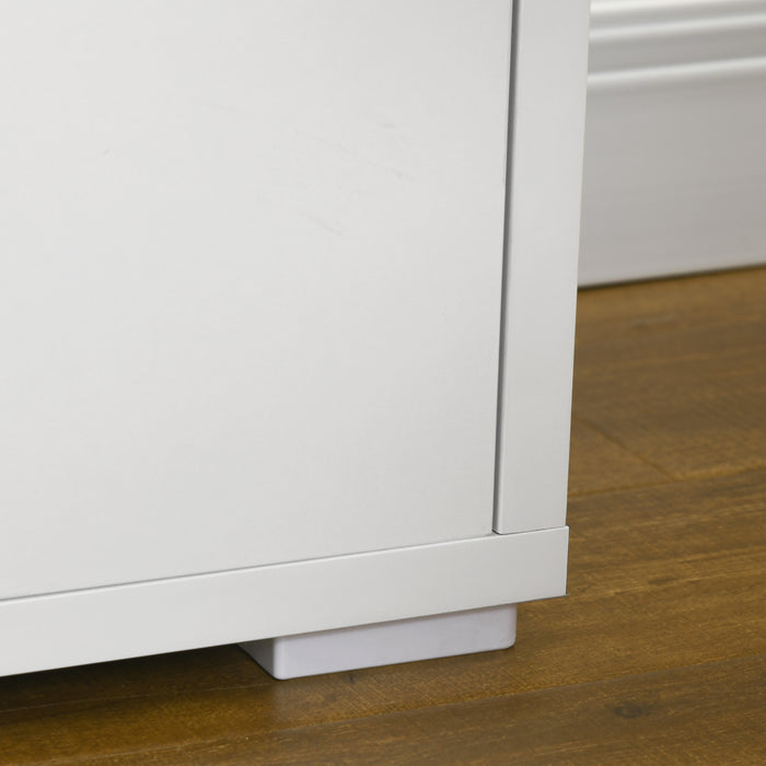 Modern 140cm TV Stand with Cupboard Storage - Wood Entertainment Unit for Up to 65" TVs, White - Stylish Living Room Furniture Solution