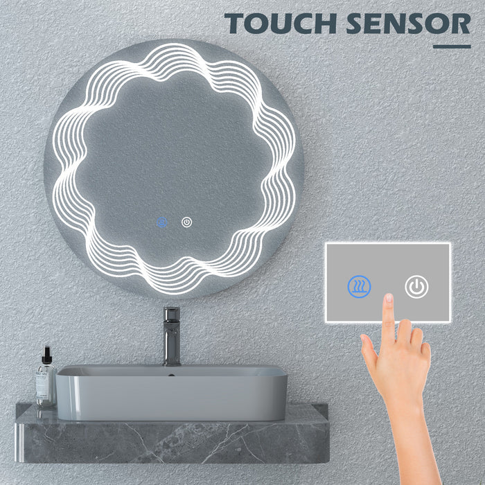 LED Dimmable Lighted Vanity Mirror - Wall Mounted Bathroom Mirror with 3 Color Settings and Smart Touch Control - Anti-Fog Feature for Clear Reflections, 71cm
