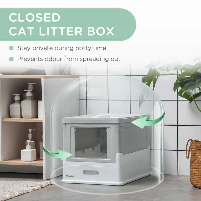 Hooded Litter Box with Scoop - Front Entry & Top Exit Pet Toilet, Spacious & Portable - Ideal for Easy Cleaning & Privacy for Cats