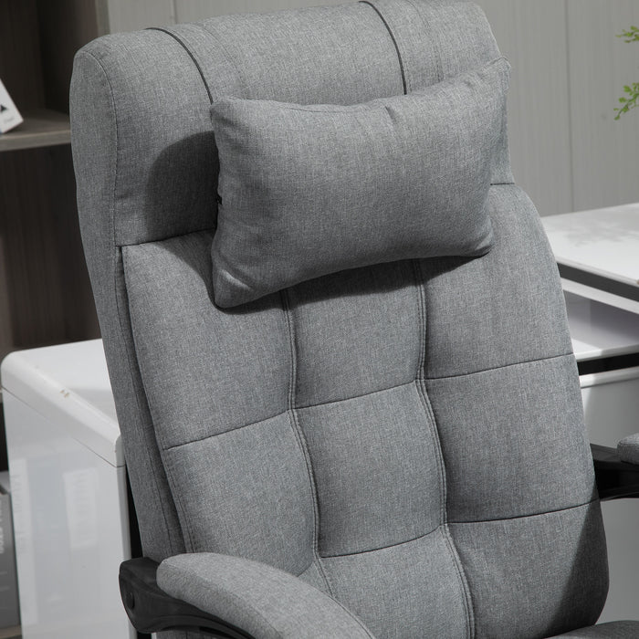 Ergonomic Office Chair with Footrest - Adjustable Armrests, Lumbar Support & Headrest in Light Grey - Ideal for Extended Desk Work & Improved Posture