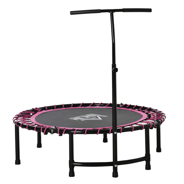 45" Round Mini Trampoline Rebounder with Adjustable Handle - Indoor/Outdoor Jumping Fitness Equipment in Pink - Ideal for Kids and Adult Exercise