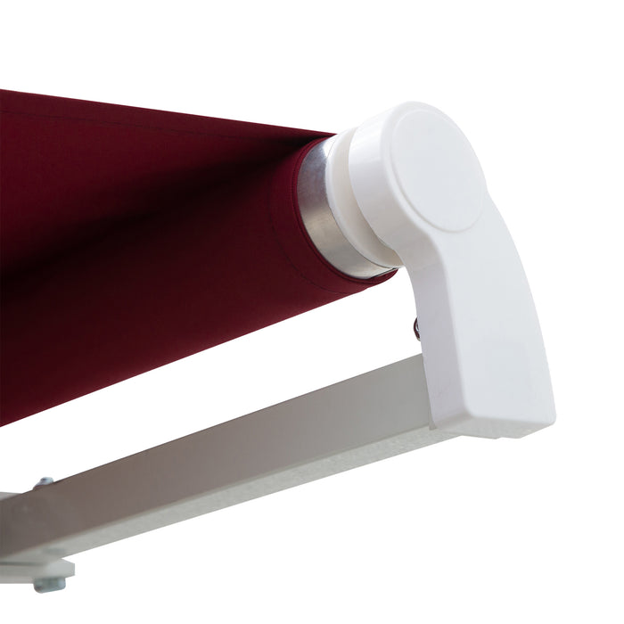 Retractable Manual Awning 4x2.5m - Garden Patio Sun Shade Canopy, Wine Red with Fittings and Crank Handle - Ideal Outdoor Shelter for Windows and Doors