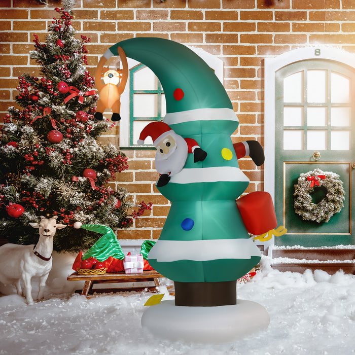 Inflatable 7-Ft Holiday Decoration - Christmas Tree with Santa Claus Design - Ideal for Festive Outdoor Display