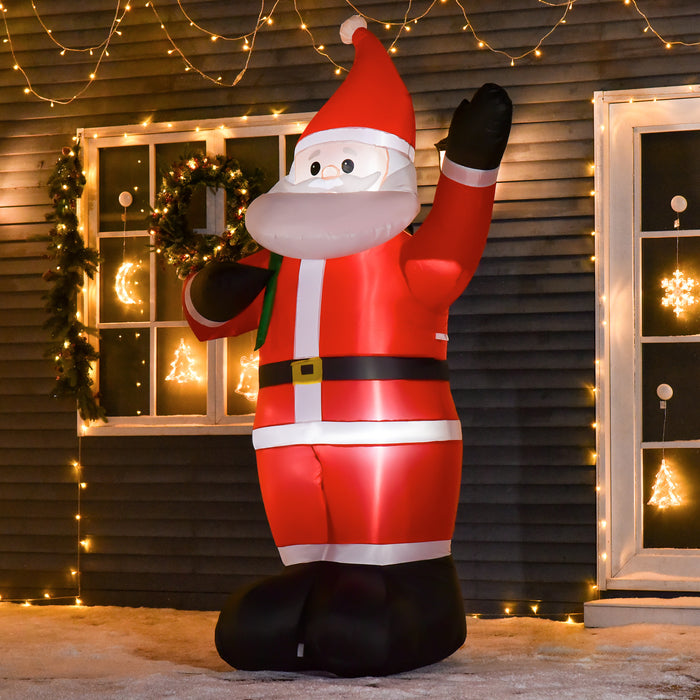 Inflatable Santa with LED Lights - 2.4m Tall Christmas Outdoor Decoration - Festive Yard Display for Holiday Cheer