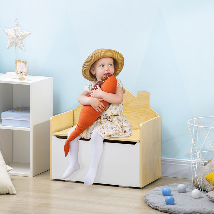 Kids Storage Bench with Safety Hinged Lid - White Multipurpose Seating Solution - Perfect for Toy Organization and Child's Room Decor