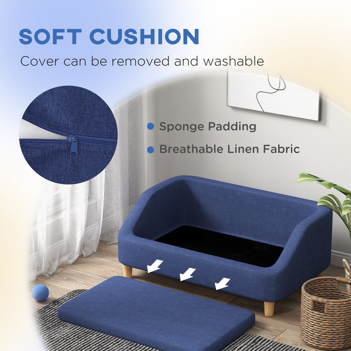 ComfortZone Deluxe Canine Couch - Soft-Cushioned Pet Bed with Washable Cover for All Dog Sizes - Stylish Blue Lounger for Restful Pet Naps