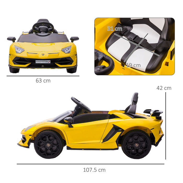 Lamborghini Official 12V Electric Ride-on Toy Car - Butterfly Doors, Music, Horn, Parental Remote Control, Suspension System - Perfect for Kids' Outdoor Adventures
