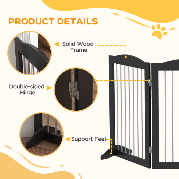 Freestanding Foldable Dog Gate with Two Support Feet - Perfect Barrier for Staircases, Hallways, and Doorways - Ideal for Pet Owners Seeking Safety and Flexibility