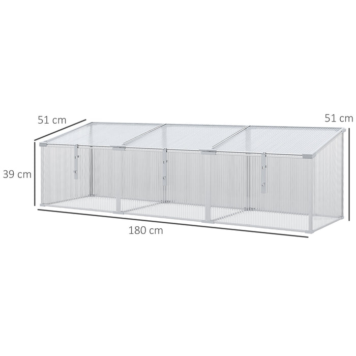 Polycarbonate Greenhouse with Aluminium Frame - Outdoor Grow House for Flowers, Vegetables and Plants, Raised Bed Garden Cold Frame - 180 x 51 x 51 cm Ideal for Hobby Gardeners