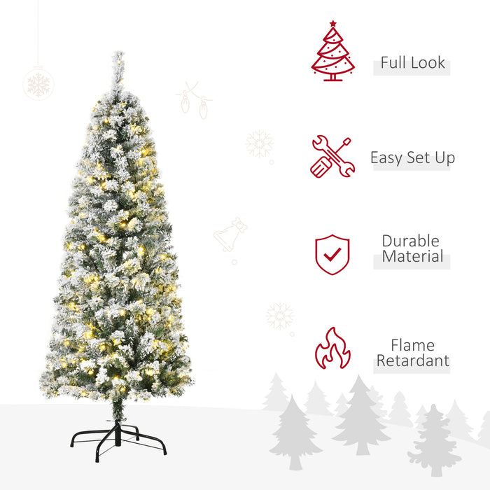 Pre-Lit Artificial Snow Flocked Christmas Tree with Warm LED Lights - 5ft Green and White Holiday Home Decor - Perfect for Festive Xmas Celebrations
