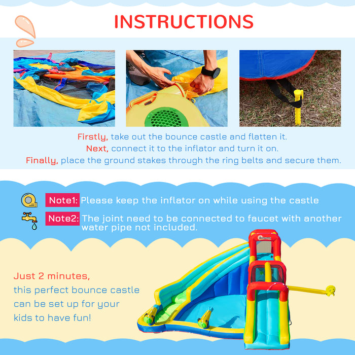 Extra Large 5-in-1 Inflatable Bounce Castle with Trampoline, Slide, Pool - Includes Climbing Wall & Water Gun - Perfect for Kids Aged 3-8 Years and Outdoor Play