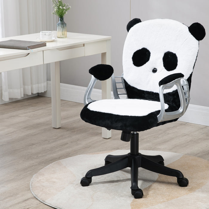 Fluffy Panda - Cozy Adjustable Desk Chair with Padded Armrests, Tilt Mechanism & Height Control - Ideal for Comfortable Office Seating & Stylish Workspace