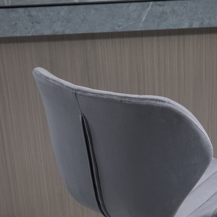 Velvet-Touch Fabric Swivel Bar Stools - Set of 2 Adjustable Height Counter Chairs with Footrest, Grey - Ideal for Home Bar or Kitchen Island Seating