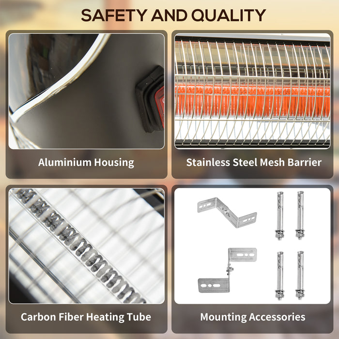 2000W Infrared Patio Heater - Wall Mounted Carbon Fiber Outdoor Heating with Remote, 4 Settings & Timer - Cozy Warmth for Chilly Evenings