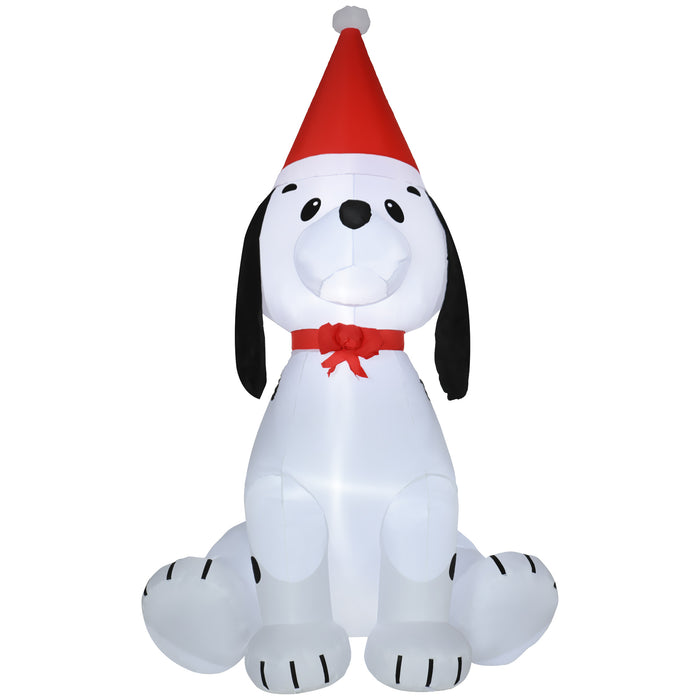 Inflatable 1.8m Christmas Puppy with Santa Hat - Lighted Blow-Up Yard Decoration for Festive Display - Eye-Catching Indoor/Outdoor Holiday Decor