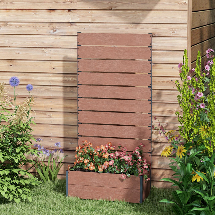 Premium Raised Garden Bed with Trellis - Freestanding Planter Box Perfect for Climbing Plants, Vines, and Flowers - Ideal for Outdoor, Patio Use with Drainage Gap, Light Brown, 72x38x150cm