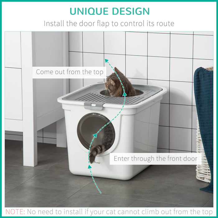 Enclosed Cat Litter Box with Scoop - Pet Toilet for Kittens with Front Entrance and Top Exit - Ideal for Odor Control and Privacy