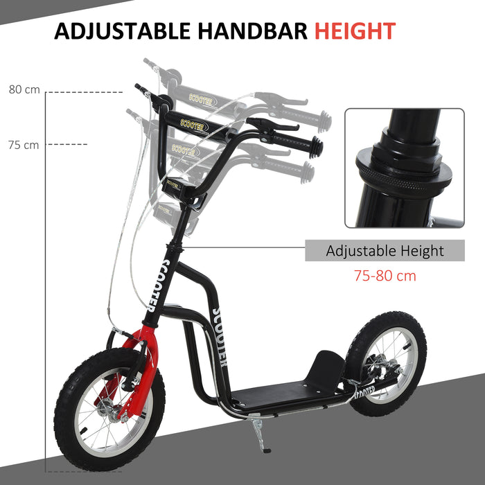 Kick Scooter for Kids - Steel Frame, Adjustable Height, Black & Red - Fun Outdoor Activity for Children
