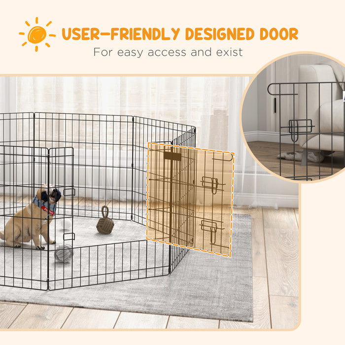 8-Panel Metal Pet Playpen - Versatile Indoor/Outdoor Animal Enclosure for Dogs, Rabbits, and Guinea Pigs - Secure 61x61 cm Cage for Puppy Training and Safe Play