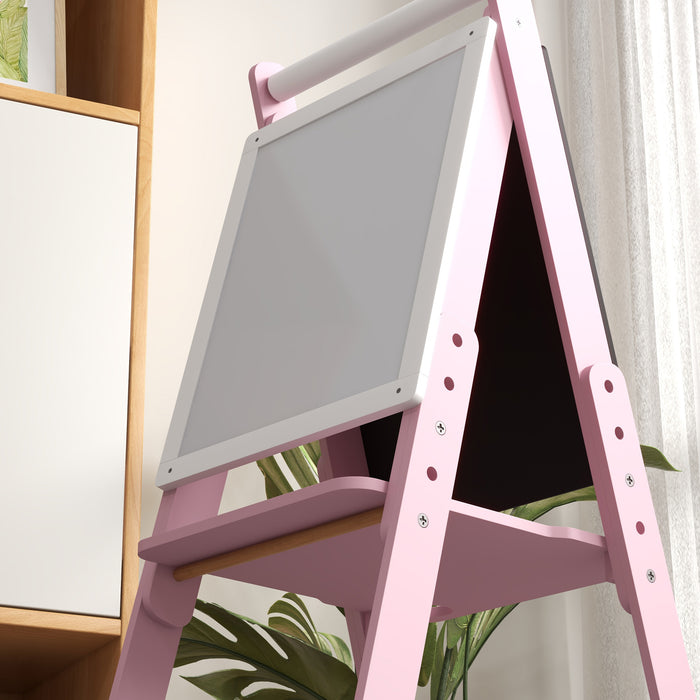 Kids' 3-in-1 Art Easel with Paper Roll - Height Adjustable Double-Sided Whiteboard & Chalkboard - Creative Play for Ages 3-6 Years