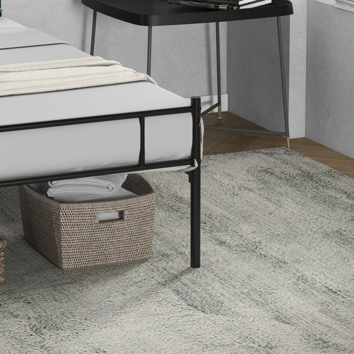 Metal Bedstead with Headboard and Footboard - Solid Single Frame, Slat Support & Underbed Storage Space - Ideal Bedroom Furniture for Efficient Space Management