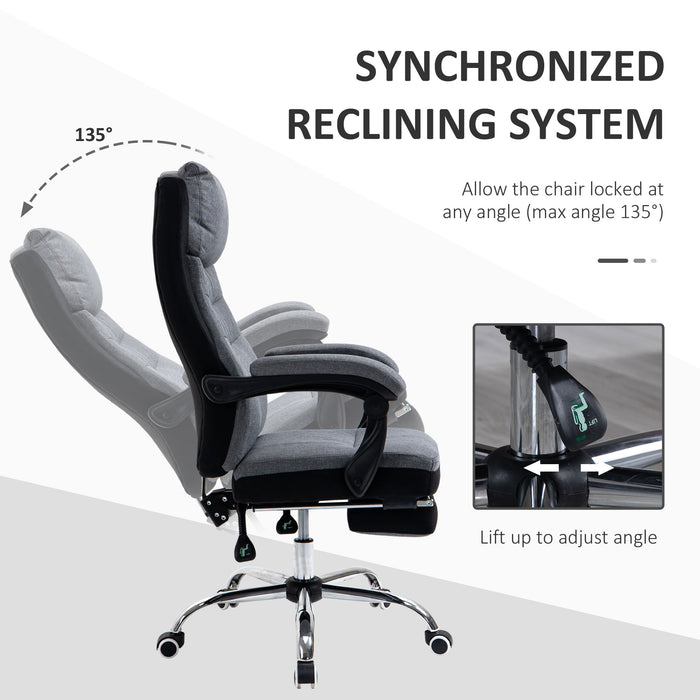 High Back Executive Office Chair - Ergonomic Reclining Computer Chair with Adjustable Height & Swivel Wheels, Retractable Footrest - Ideal for Comfortable Long Sitting Periods
