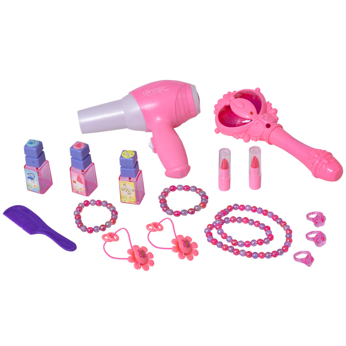 Kids' Pretend Play Vanity Set - Interactive Plastic Dressing Table with Sound Effects, Pink - Enhances Creativity and Role-Playing Skills for Children