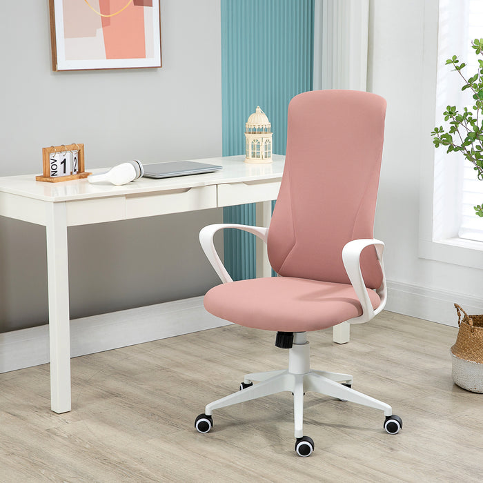 High-Back Ergonomic Office Seating - Comfortable Desk Chair with Armrests and Tilt Feature, Height Adjustable - Ideal for Extended Work Sessions, Supportive Pink Chair