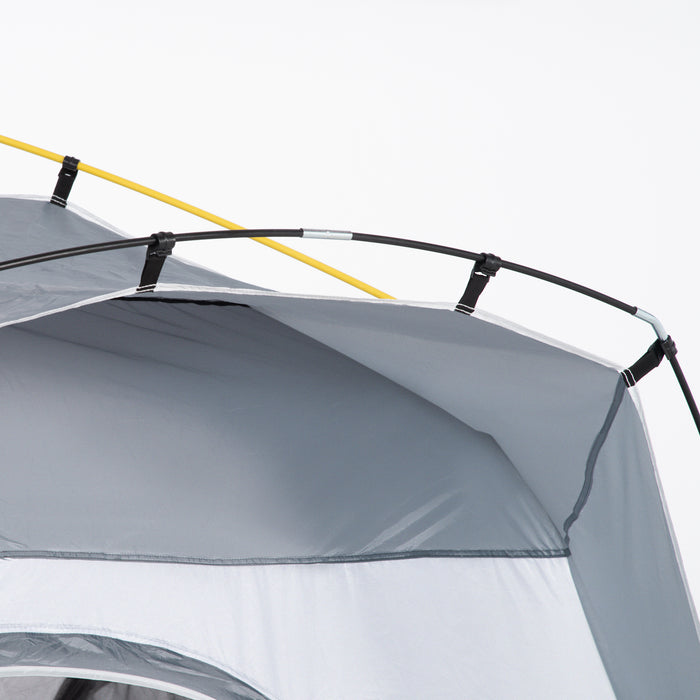 4-Person Instant Setup Tent - Outdoor Pop-Up, Backpacking Dome Shelter, Light Grey - Ideal for Family Camping and Hiking Adventures