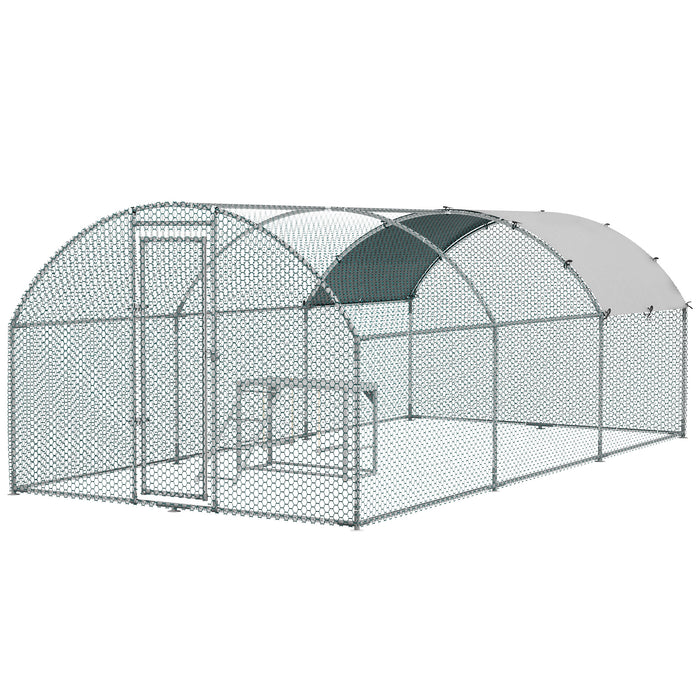 Walk In Chicken Run - Outdoor Hen Enclosure with Activity Shelf and Weatherproof Cover - Spacious Coop for Healthy Poultry Exercise and Protection
