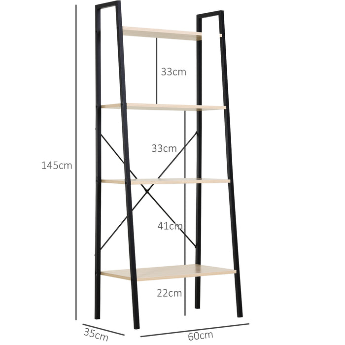 4-Tier Vintage Ladder Shelf - Rustic Wood Bookcase and Storage Rack for Plants and Decor - Ideal Display Unit for Home and Office