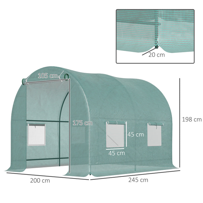 Reinforced Polytunnel Walk-In Greenhouse - 2.5x2m Waterproof & Sturdy Garden Structure with Galvanized Base - Ideal for Plant Growth and Protection