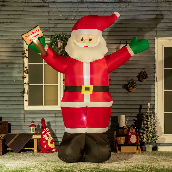 Inflatable 8ft Santa Claus with Blessing Sign - LED Lighted Outdoor Christmas Display - Festive Lawn & Garden Decoration for Holiday Parties