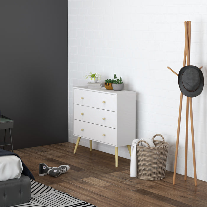3-Drawer Chest of Drawers - Wooden-Legged Storage Organizer for Bedroom & Living Room - Space-Saving Solution for Clutter-Free Homes