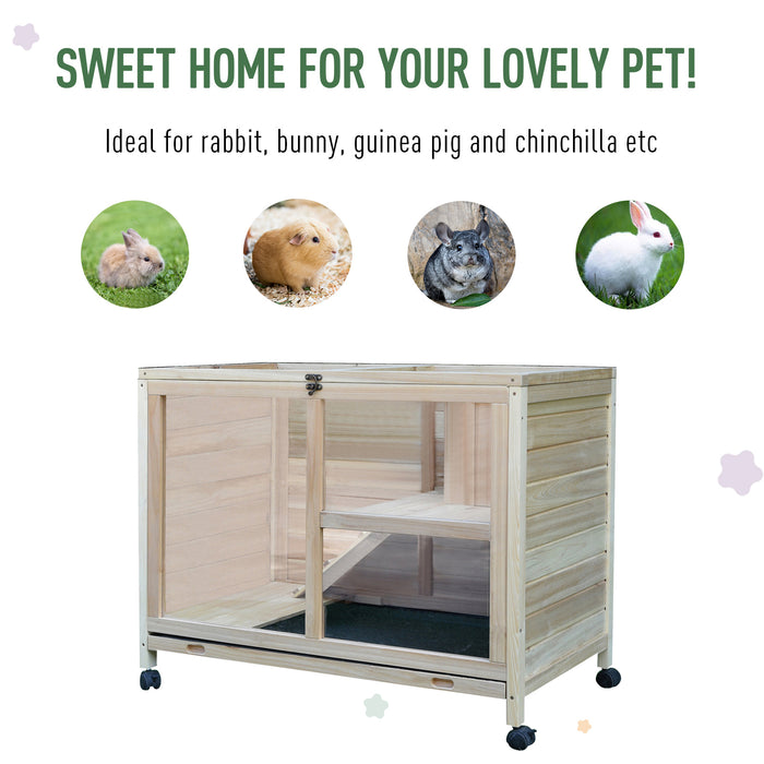 Solid Wood Hutches for Guinea Pigs - Indoor Pet House with Water-Resistant Finish and Ramp - Ideal for Small Animals' Comfort and Safety