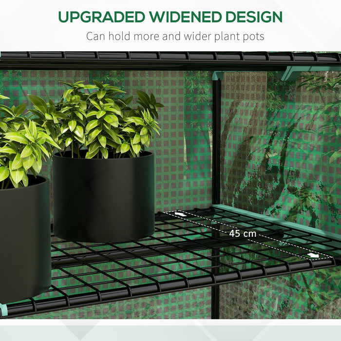 5-Tier Wide Mini Greenhouse with Sturdy PE Cover - Portable Indoor/Outdoor Gardening Shelter with Roll-up Zippered Door and Metal Wire Shelves - Ideal for Small Spaces and Plant Protection (193x90x49cm, Green)