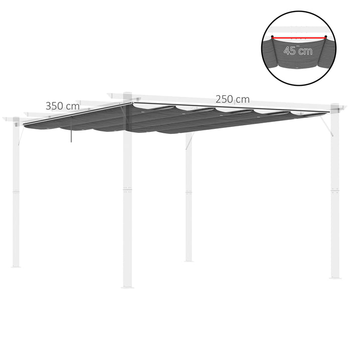 Retractable Pergola Canopy Dark Grey - 4x3m Replacement Shade Cover with Retractable Roof Feature - Ideal for Outdoor Patio Comfort and Style