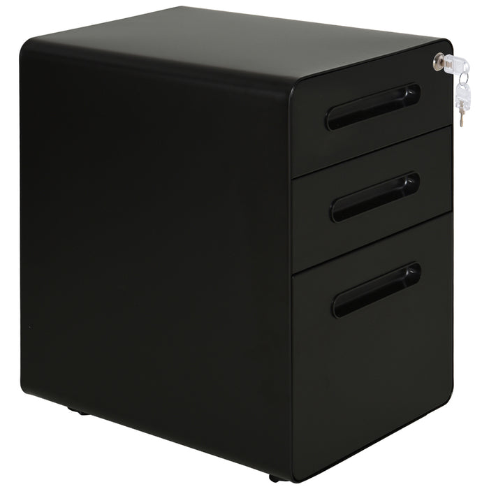3-Drawer Mobile File Cabinet with Lock - Sturdy All-Metal Rolling Storage Solution - Secure and Organize Documents for Home Office Use