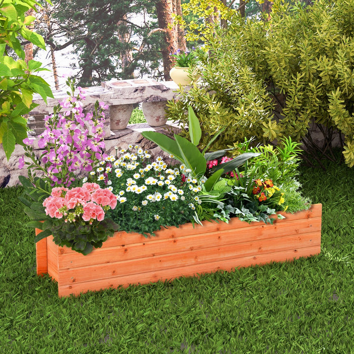 Fir Wood - Planter Box, 2 Drainage Holes, 3 Bottom Crossbars, Orange - Ideal for Garden Enthusiasts and Efficient Drainage System