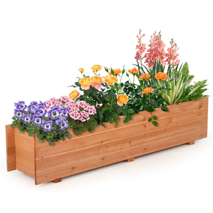 Fir Wood - Planter Box, 2 Drainage Holes, 3 Bottom Crossbars, Orange - Ideal for Garden Enthusiasts and Efficient Drainage System