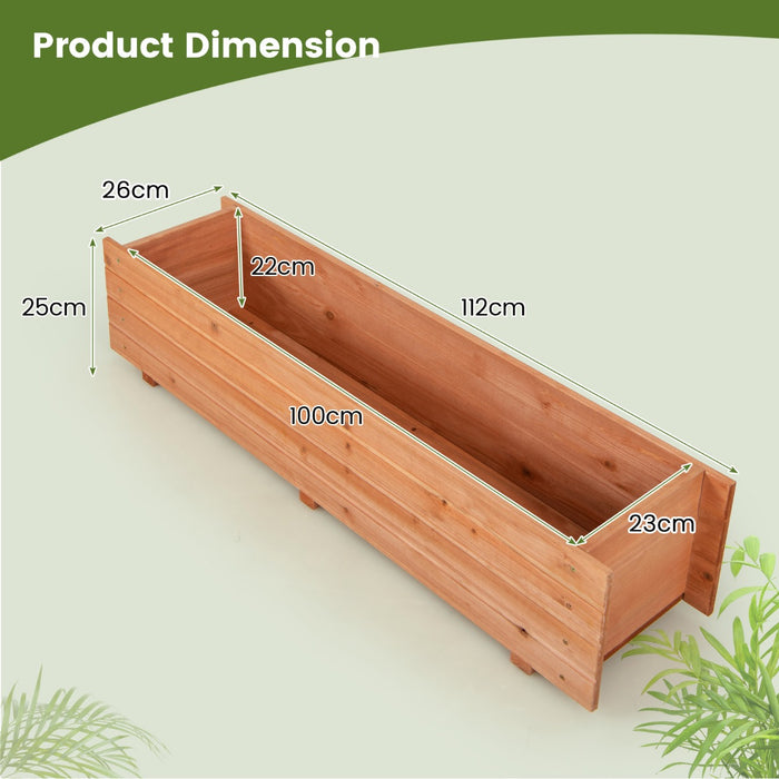 Fir Wood - Planter Box, 2 Drainage Holes, 3 Bottom Crossbars, Orange - Ideal for Garden Enthusiasts and Efficient Drainage System