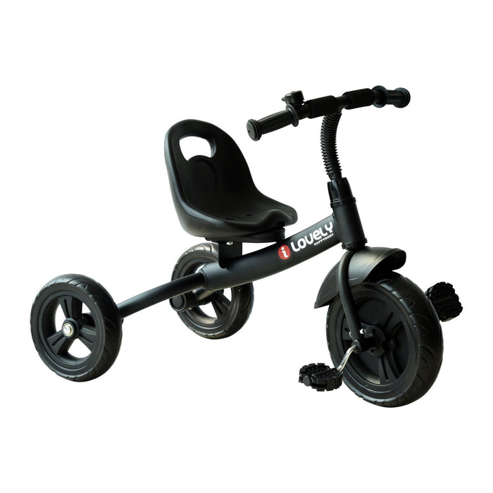 Kids' Pedal Trike with 3 Sturdy Wheels - Durable Plastic Ride-On Tricycle for Toddlers - Perfect for Children Over 18 Months, Black