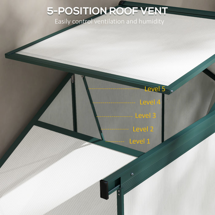Polycarbonate Walk-In Greenhouse 6x2.5ft - UV-Protected Panels, Rain Gutter, Sliding Door, Ventilation Window, Sturdy Foundation - Ideal for Garden Enthusiasts & Green Thumbs