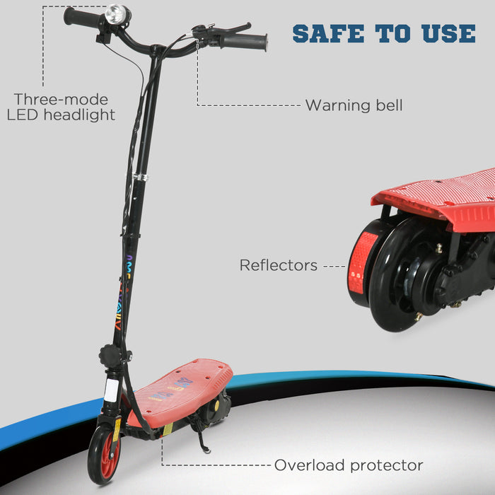 Foldable Electric Scooter with Bright LED Headlight - Easy-to-Carry Design for Kids Ages 7-14 - Fun and Safe Red Scooter for Young Riders
