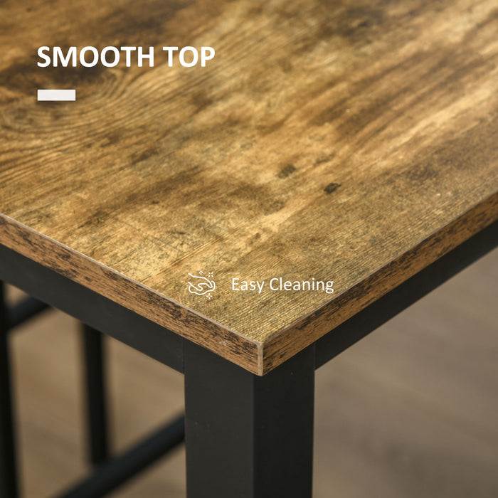 Industrial Bar Table Set - 3-Piece Rustic Brown Breakfast Counter with Matching Stools - Ideal for Kitchen & Living Room Space Saving Dining